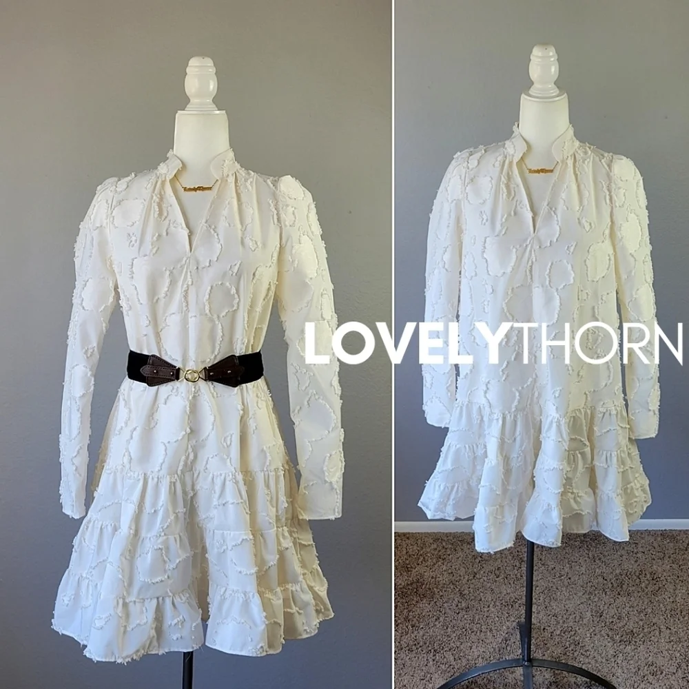 H&M // ltd ed blogger fave jacquard weave puff sleeve flare mini rocky barnes - Picture 5 of 16